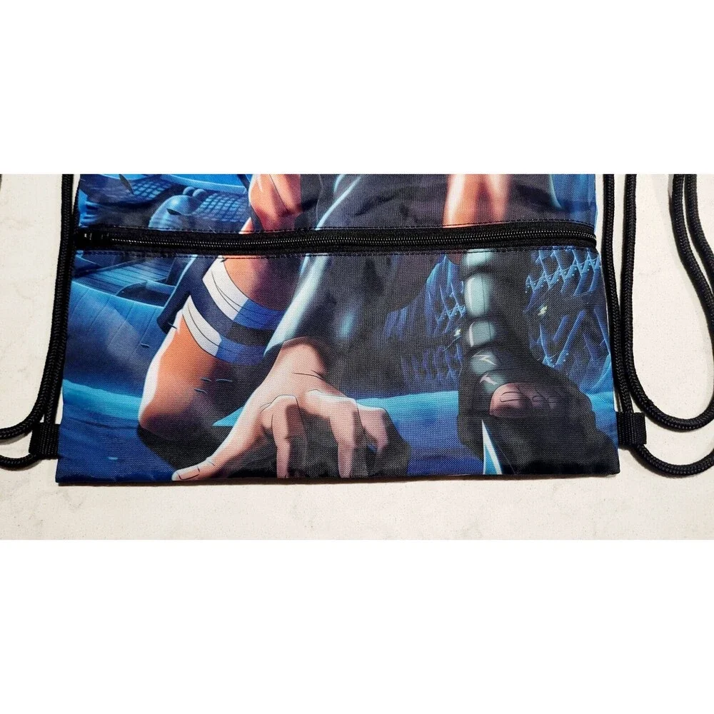 Naruto Drawstring Book Bag Tote With Zipper Pocket Anime Boruto Japan NWOT